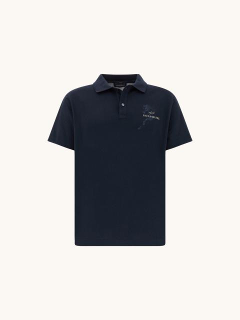 Paul & Shark COTTON PIQUÉ POLO SHIRT WITH YEAR OF THE HORSE PRINT