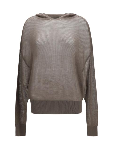 Rick Owens Rick Owens Semi-sheer Knit Hoodie Dust