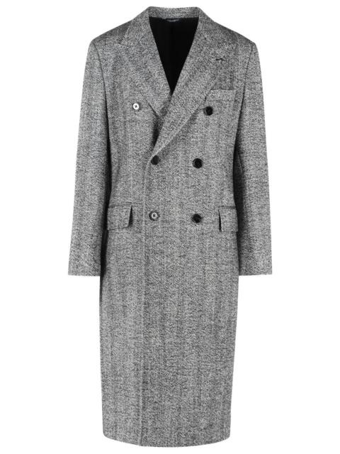 Dolce & Gabbana Dolce & Gabbana 'Fantasia' Long Grey Virgin Wool Coat Men