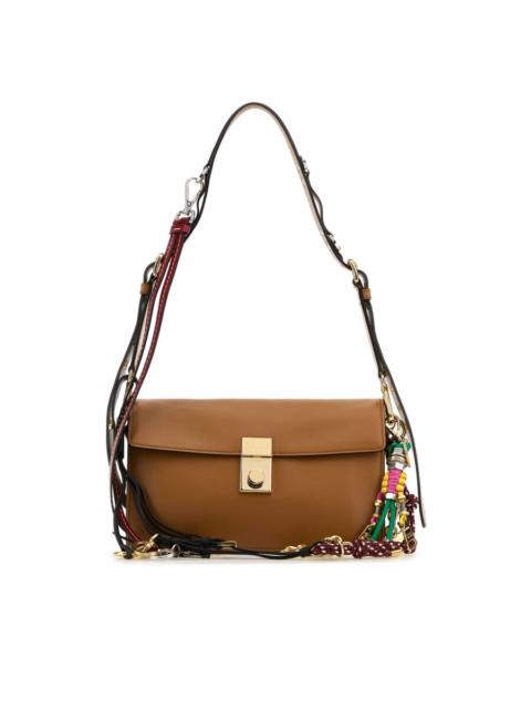 Prada Caramel Leather Small Prada Soft Sound Shoulder Bag