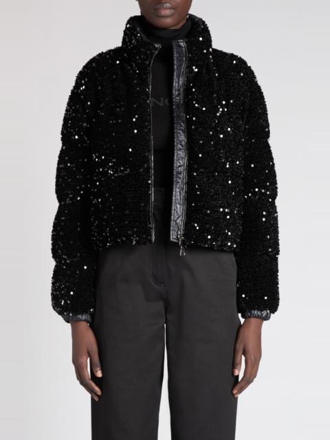 Moncler Moncler Louvi Sequin Faux Shearling Down Jacket in Black at Nordstrom