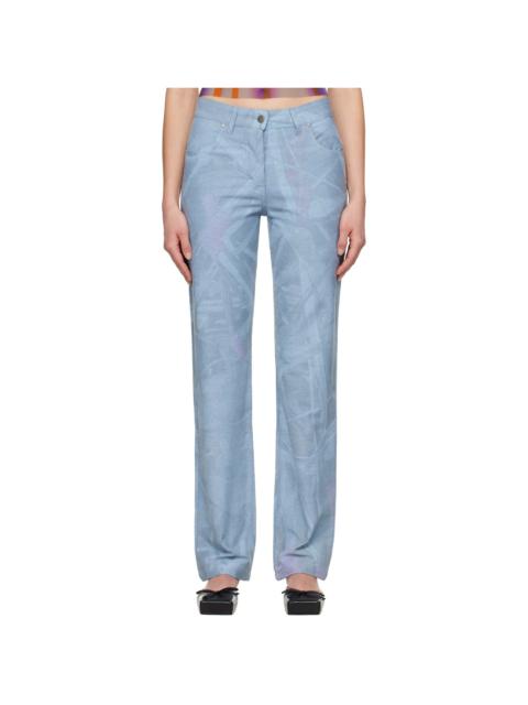 SERAPIS Blue Scrap Yard Fitted Jeans