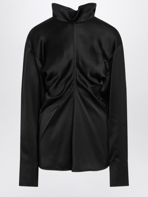 TOTEME Black crêpe satin turtleneck blouse