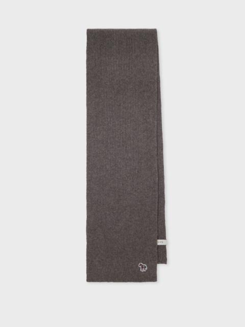 Paul Smith Grey 'Zebra' Lambswool Ribbed Knit Scarf
