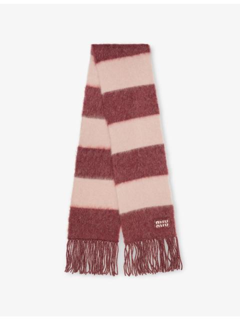 Miu Miu Stripe Brushed Mohair Wool-Blend Scarf