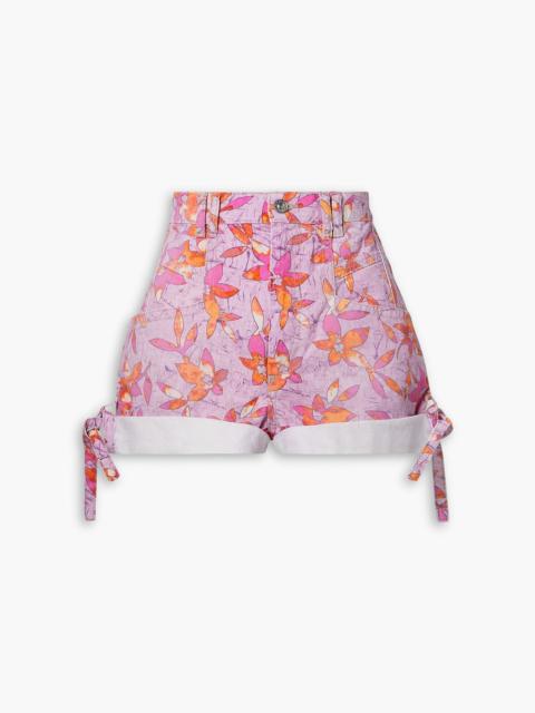 Isabel Marant Naesqui tie-detailed floral-print denim shorts