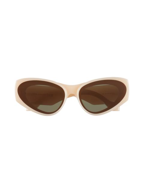 Loewe Loewe Signature 52mm Cat Eye Sunglasses in Ivory /Green at Nordstrom