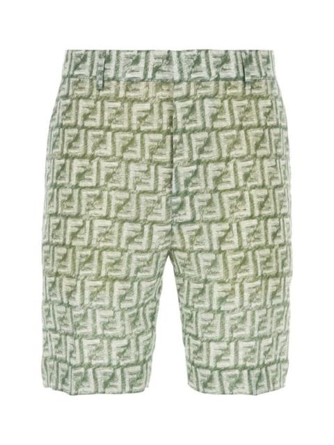 Fendi Man Printed Linen Bermuda Shorts