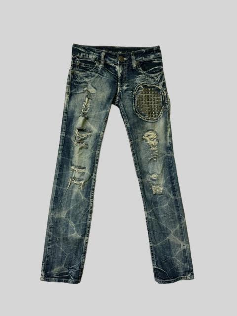 Other Designers Distressed Denim - VINTAGE DISTRESSED STUDS HYSTERIC STYLE CLAWS MARKS DIRTY