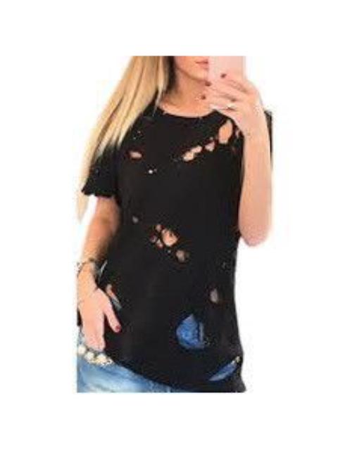 Japanese Brand - Kansai Fashion Holes Ripped T-Shirt Women
