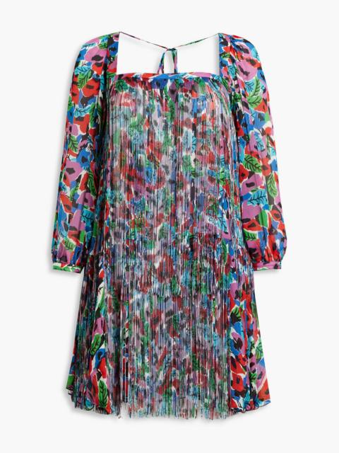 Missoni Fringed floral-print silk chiffon mini dress
