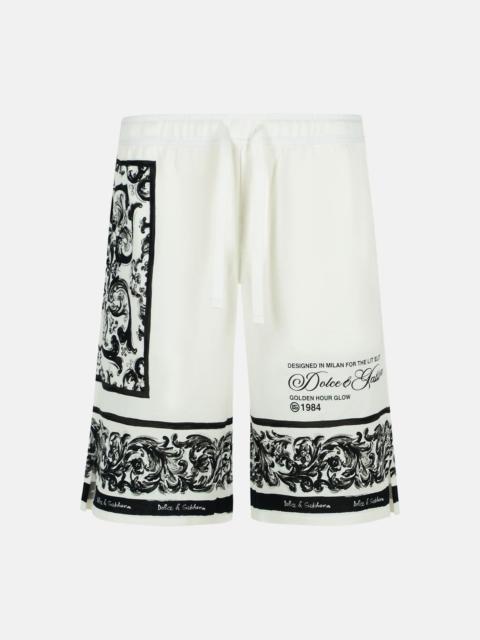 'MAIOLICA' WHITE COTTON BERMUDA SHORTS