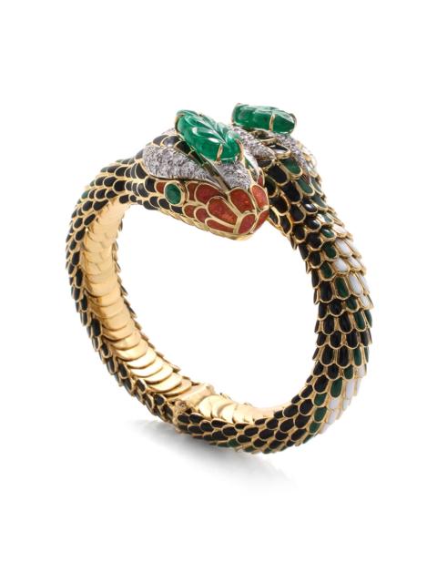 DAVID WEBB Emerald Orange Double Headed Snake Bracelet