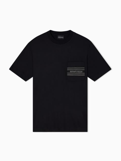 EMPORIO ARMANI LYOCELL BLEND JERSEY T-SHIRT WITH POCKET AND 3D-EFFECT LOGO