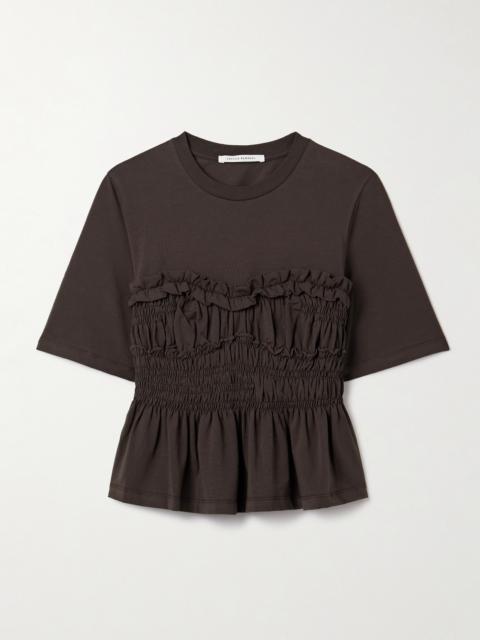 CECILIE BAHNSEN Vilde Ruffled Shirred Cotton-jersey T-shirt