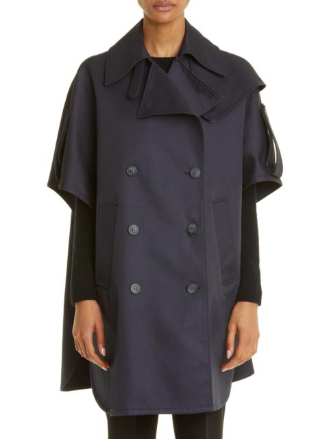 Max Mara Max Mara Pernice Double Breasted Water Repellent Cotton Gabardine Cape in Ultramarine at Nordstrom