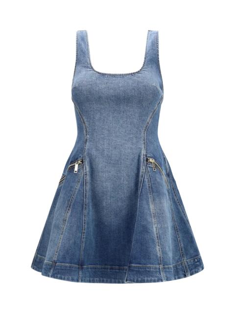 self-portrait Self-portrait Denim Flared Mini Dress