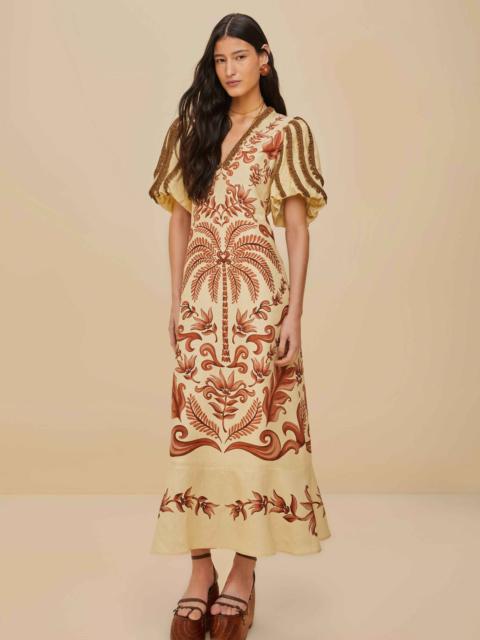 FARM RIO Off-White Milani Euroflax™ Premium Linen Maxi Dress