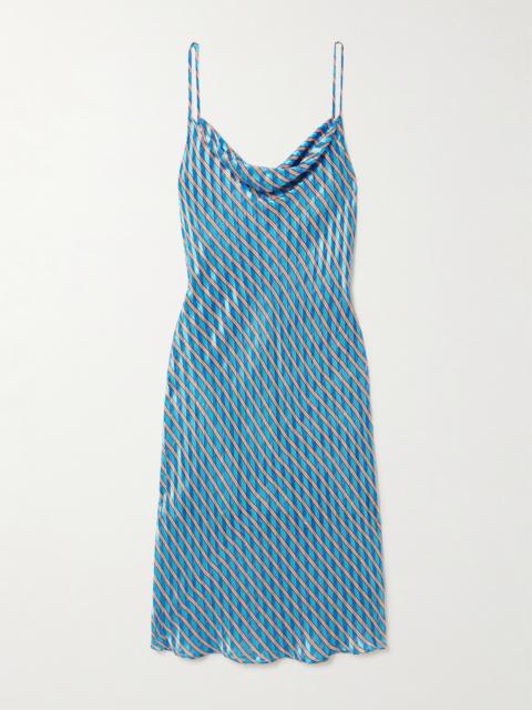 Dries Van Noten Draped Striped Satin And Chiffon Midi Dress