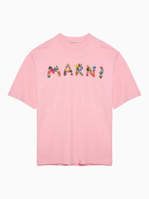 Marni Pink T Shirt With Marni Logo Bouquet