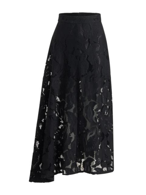 PATOU ASYMMETRIC MIDI SKIRT IN ORGANIC COTTON BLEND LACE