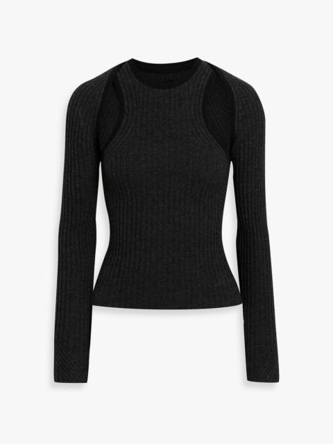 Other Designers Cutout ribbed wool and cashmere-blend sweater