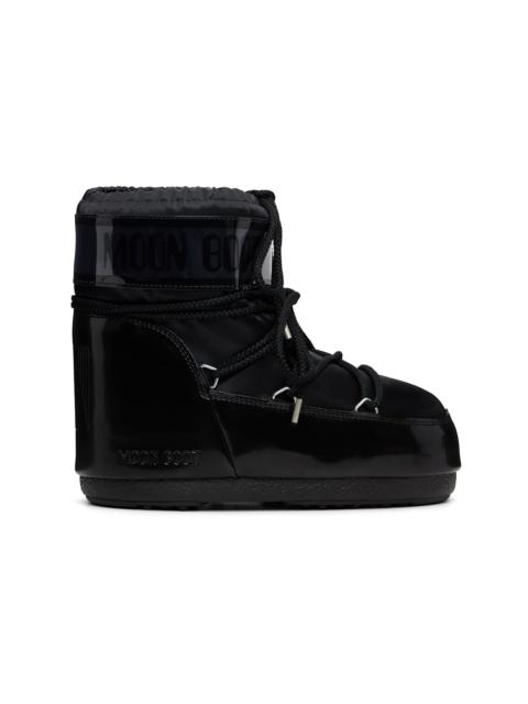 MOON BOOT Black Icon Low Glance Satin Boots