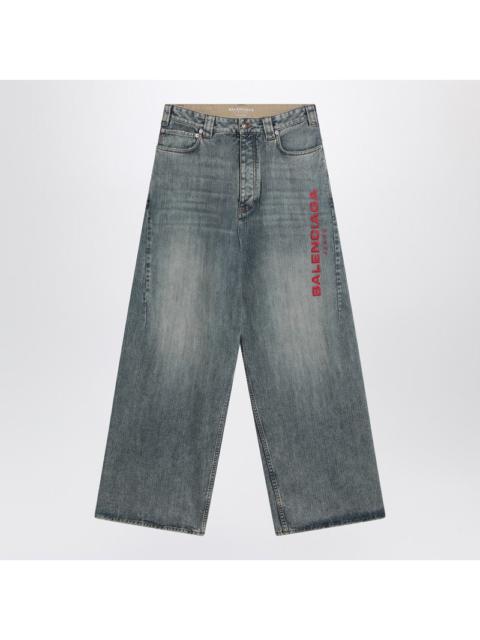 Balenciaga Light Washed Blue Baggy Jeans With Logo Men