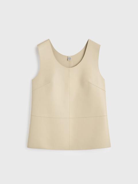 TOTEME Scoop-neck leather top sand
