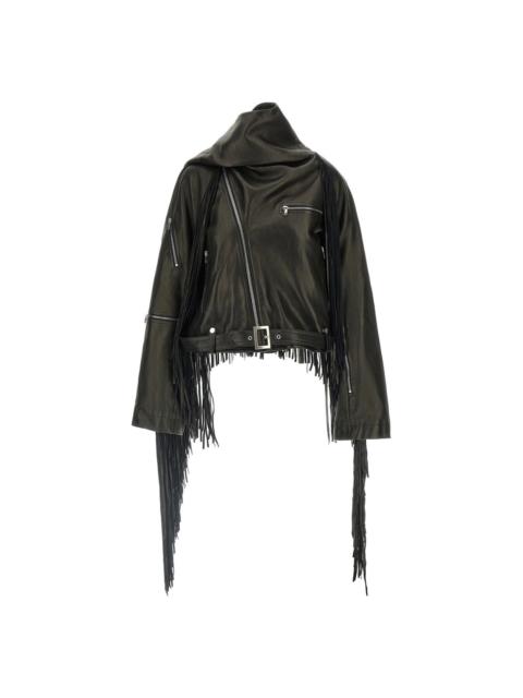 Rick Owens RICK OWENS CONCORDIANS Cropped Scarf Flight Black Jacket New