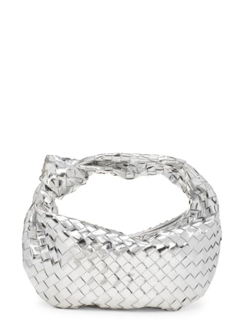 Bottega Veneta Mini Jodie Metallic Leather Top Handle Bag in 8101 Silver-Silver