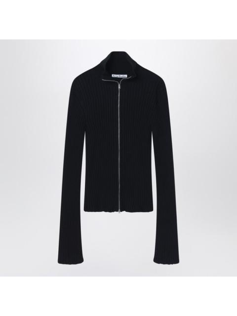 Acne Studios Black ribbed zip cardigan