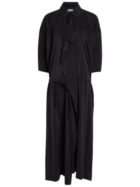 Lemaire Lemaire Belted Brushed Silk-blend Midi Shirt Dress