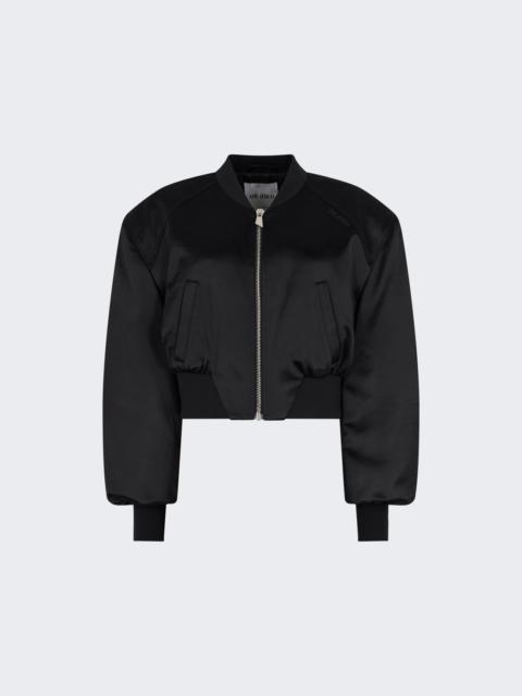 THE ATTICO Shiny Satin Bomber Jacket Black