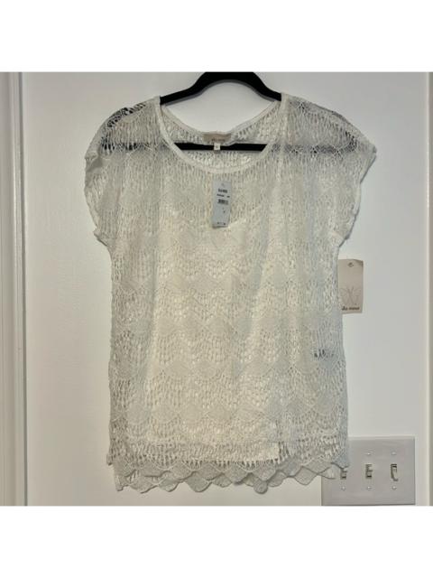 Other Designers Ella Moss White Jasmine Lace Top Eyelet Crochet Top + Cami Set