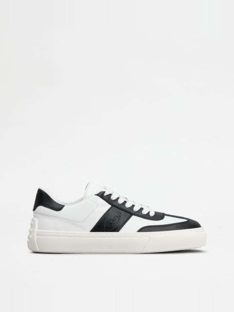 Tod's TOD'S SNEAKERS IN LEATHER - WHITE, BLACK