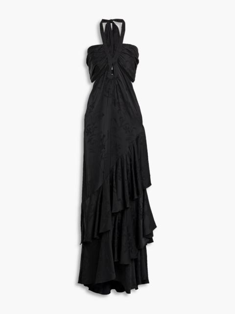Johanna Ortiz Balladist tiered satin-jacquard maxi dress
