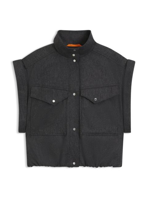 BOSS SLEEVELESS BLAZER IN MELANGE STRETCH FLANNEL