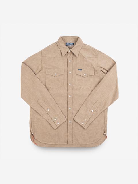 Iron Heart 10OZ SELVEDGE CHAMBRAY WESTERN SHIRT - KHAKI