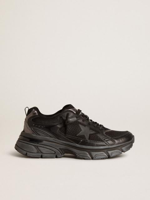 Golden Goose Men’s Lightstar with black leather and mesh upper and black star