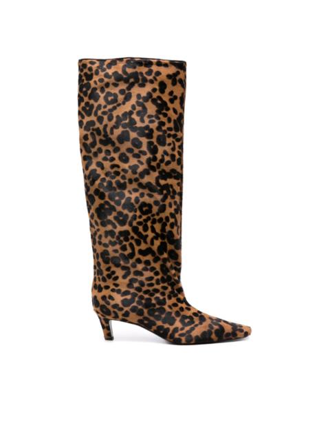 35mm leopard-print brushed boots