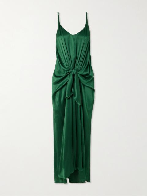 JW Anderson Tie-detailed Crinkled-silk Midi Dress