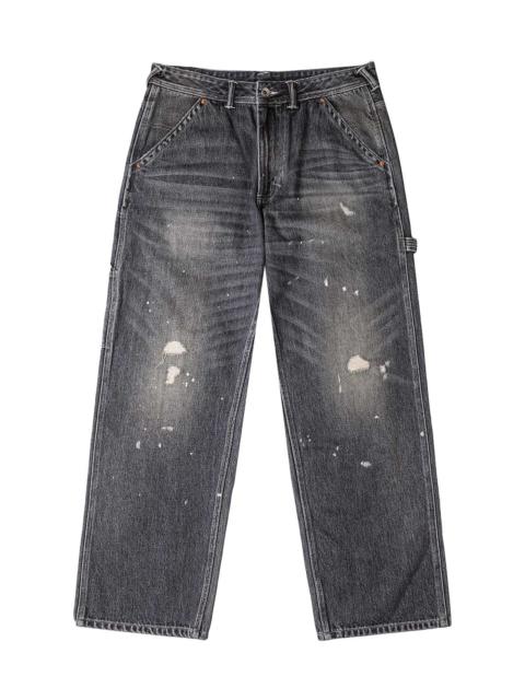EVISU Washed and Distressed Daicock Print Relax Fit Jeans
