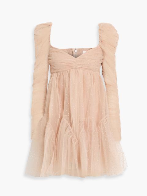 Zimmermann Ruched glittered tulle mini dress