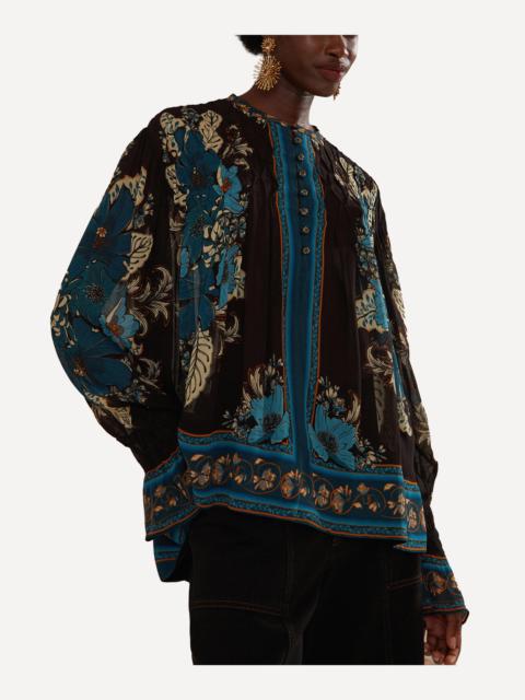 FARM RIO Blossom Tapestry Smocked Blouse