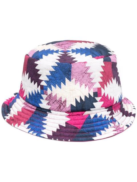 colour block-print bucket hat