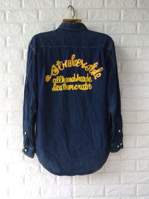 Vintage Japan Brand Blue Blue Button Ups Big Logo Embroidery