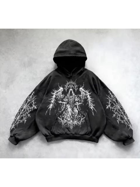 Japanese Brand - Gothic Devil Black Washed Cotton Hoodie