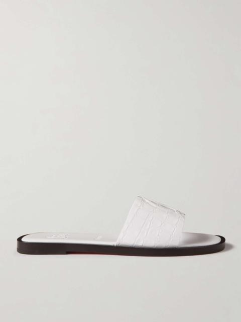 CL croc-effect patent-leather slides