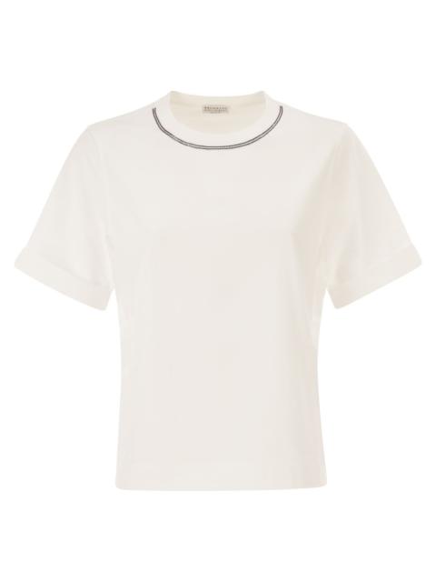 Brunello Cucinelli Brunello Cucinelli Women Cotton Jersey T-Shirt With Shiny Trims